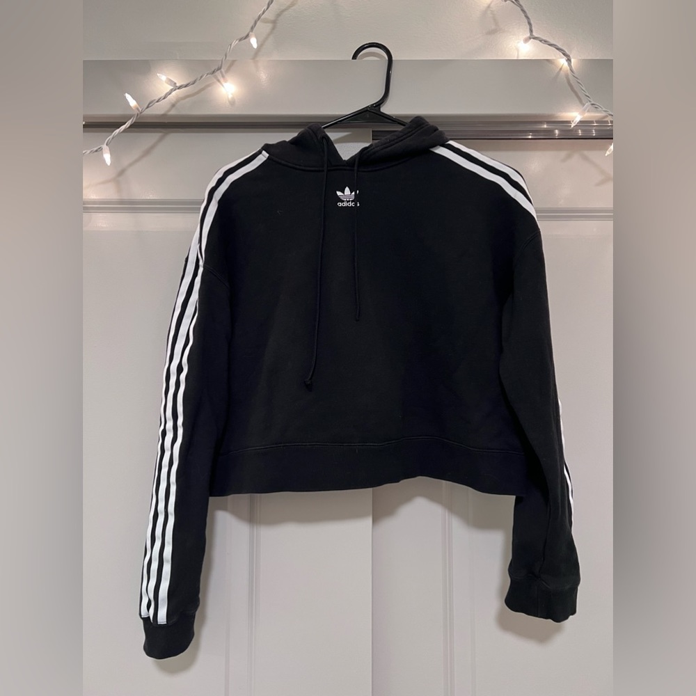 Adidas cropped black sweatshirt
